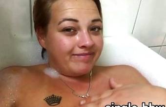 Sexy German Teen BBW with Huge Tits, fat belly in bathtub
