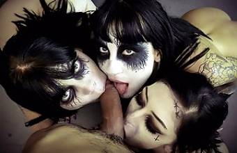 BFFS – Intense Halloween Orgy With 3 Tattooed Teens